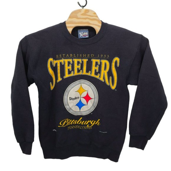 Lee Sport VTG NFL Pittsburgh Steelers Black Crewneck Sweatshirt 90s Football USA - Picture 2 of 13